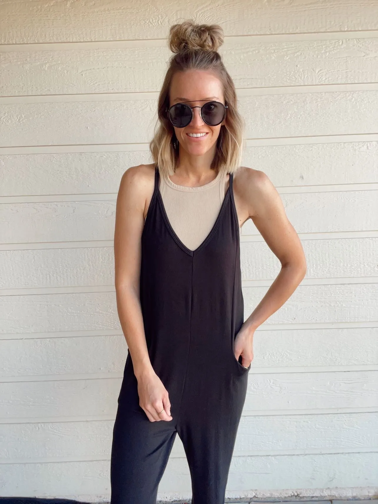 The Kourtney Relaxed Fit V-neck Jumpsuit