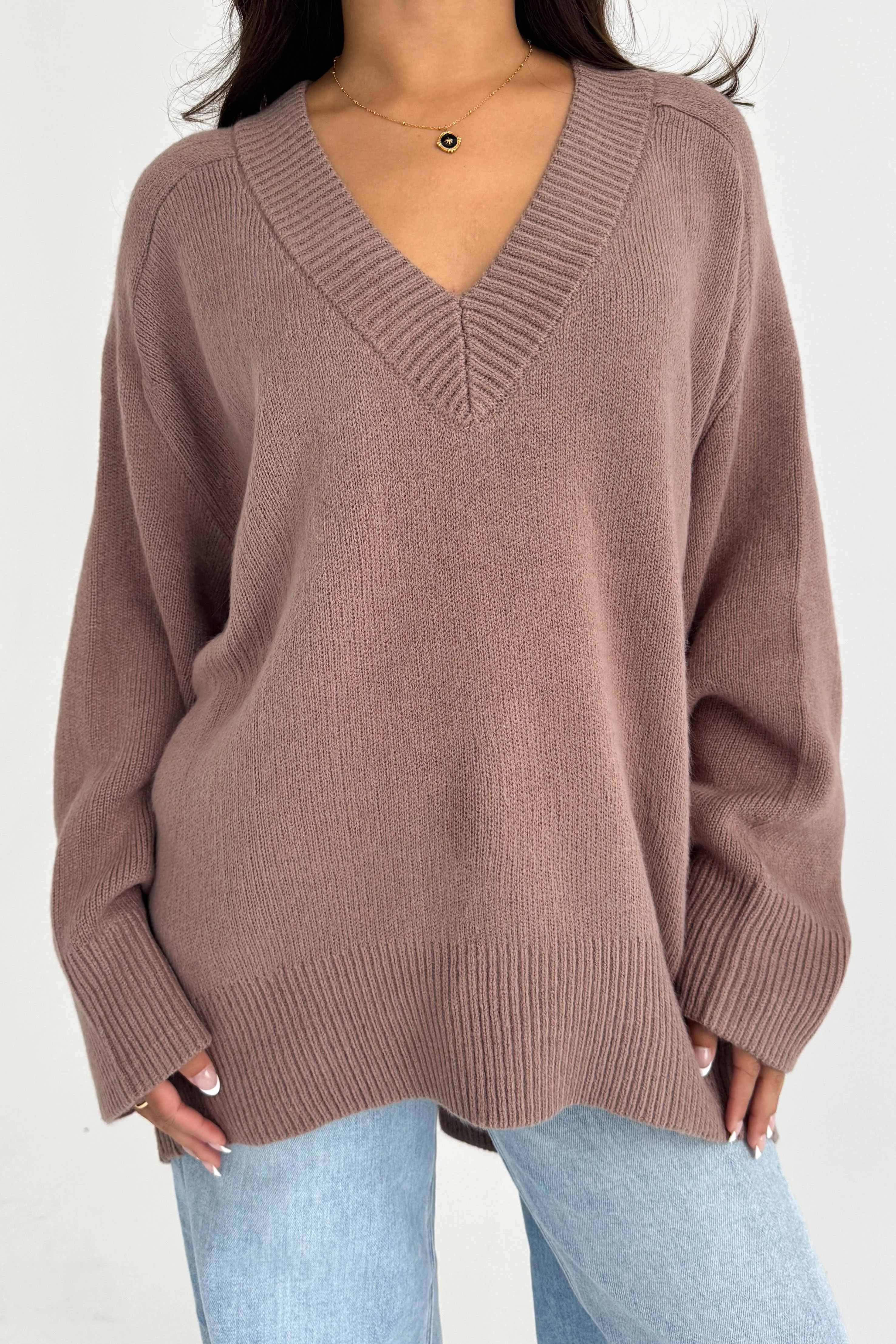 Thoughts Of You Sweater in Dark Taupe