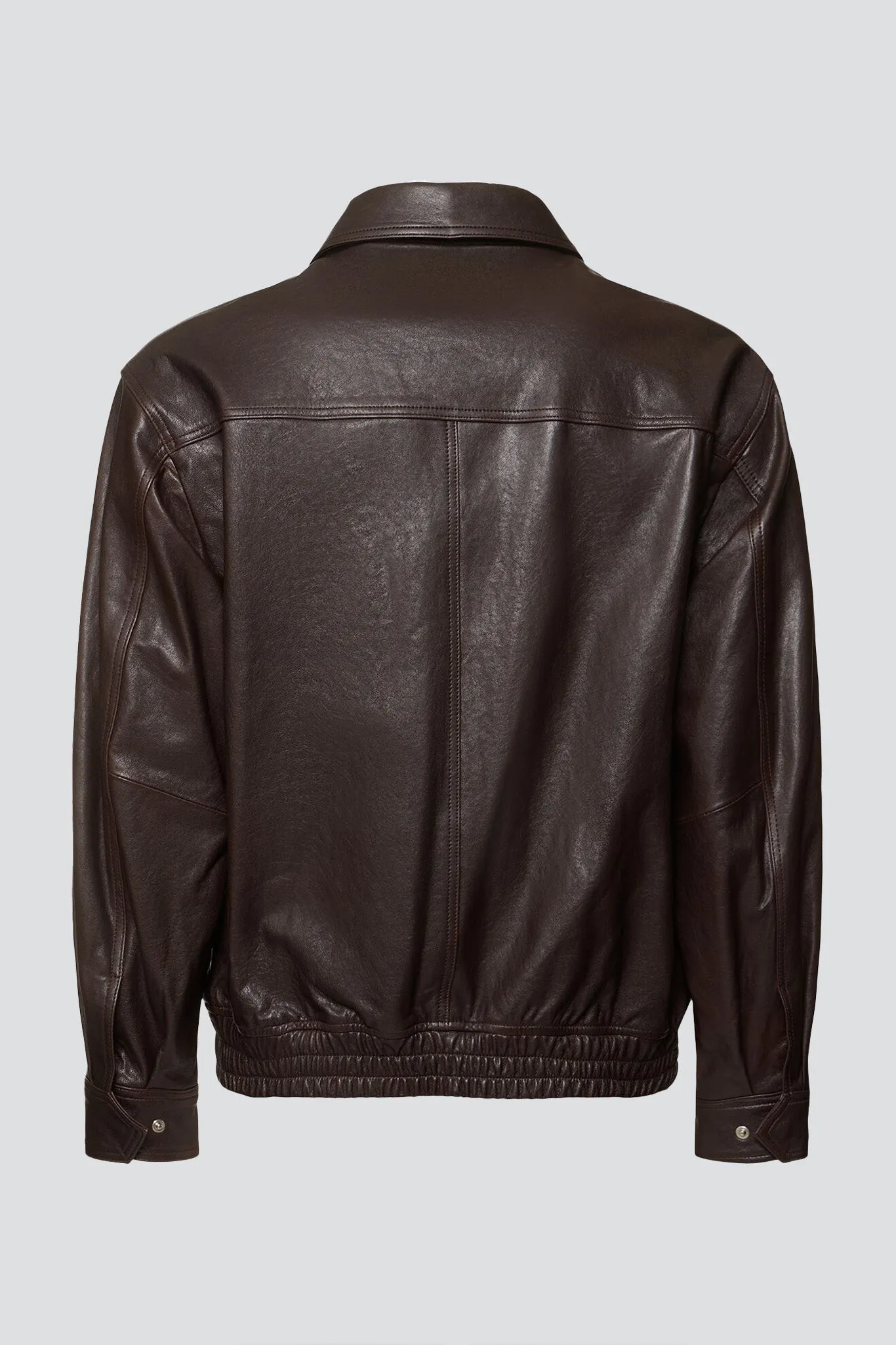 Unisex Brown Italian Lambskin Leather Blouson