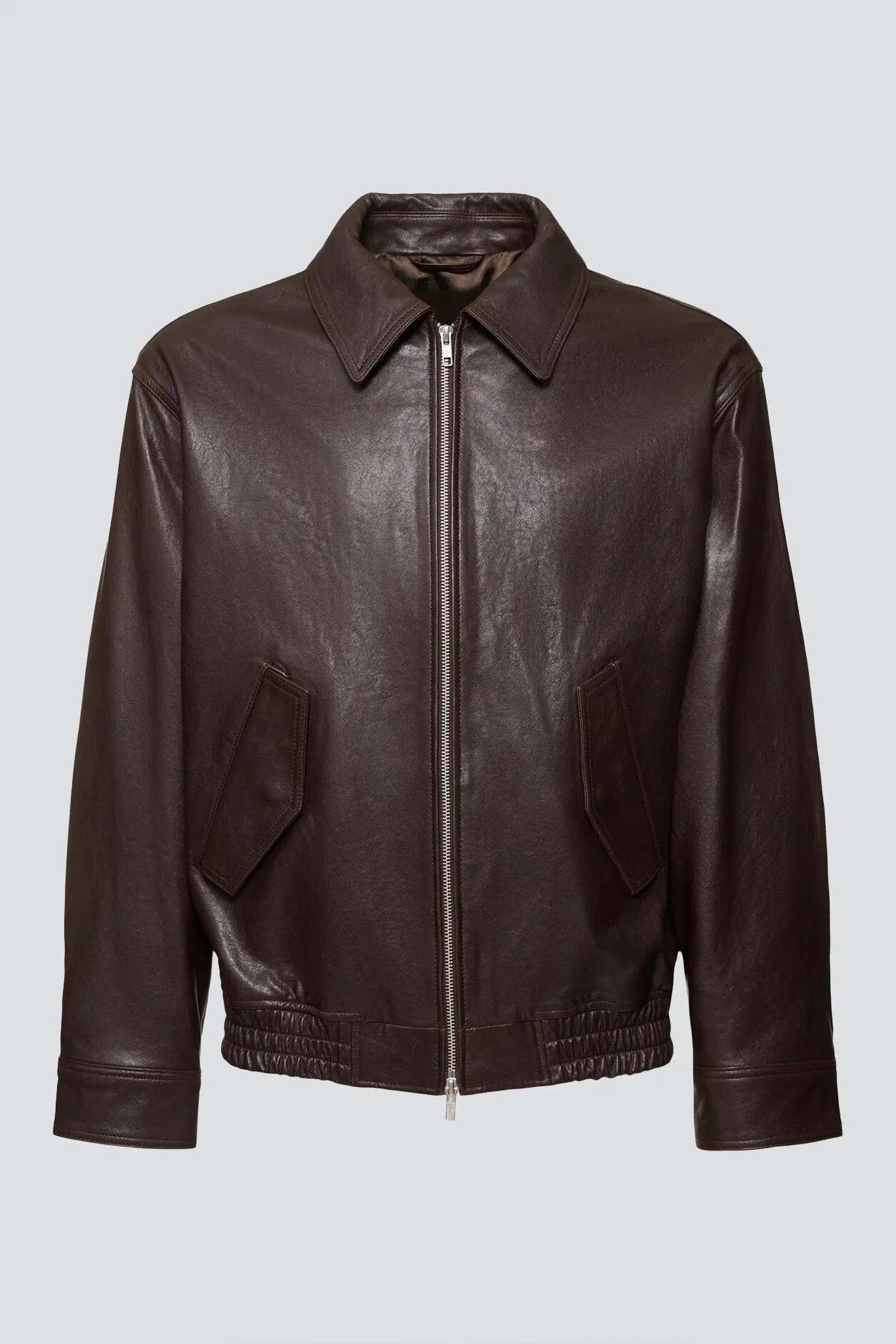 Unisex Brown Italian Lambskin Leather Blouson