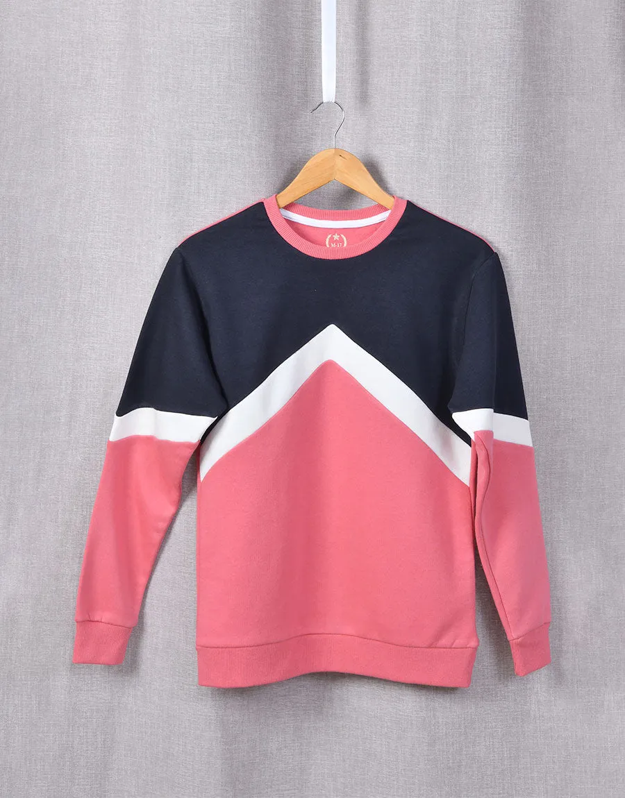 Unisex Pink Panel Sweat Shirt, Pink