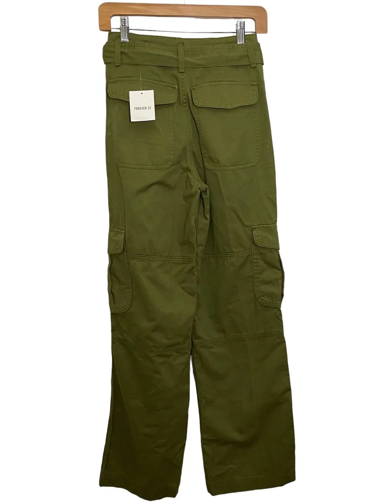 Warm Autumn Olive Tie Belt Cargo Pants