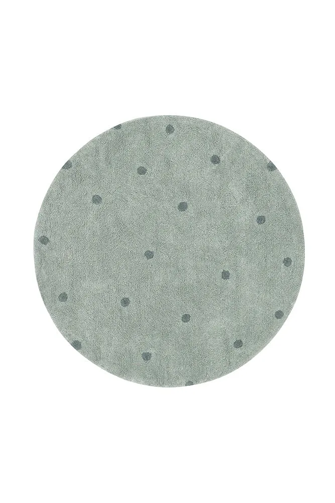 WASHABLE ROUND RUG DOT BLUE SAGE