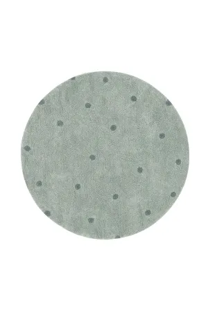 WASHABLE ROUND RUG DOT BLUE SAGE