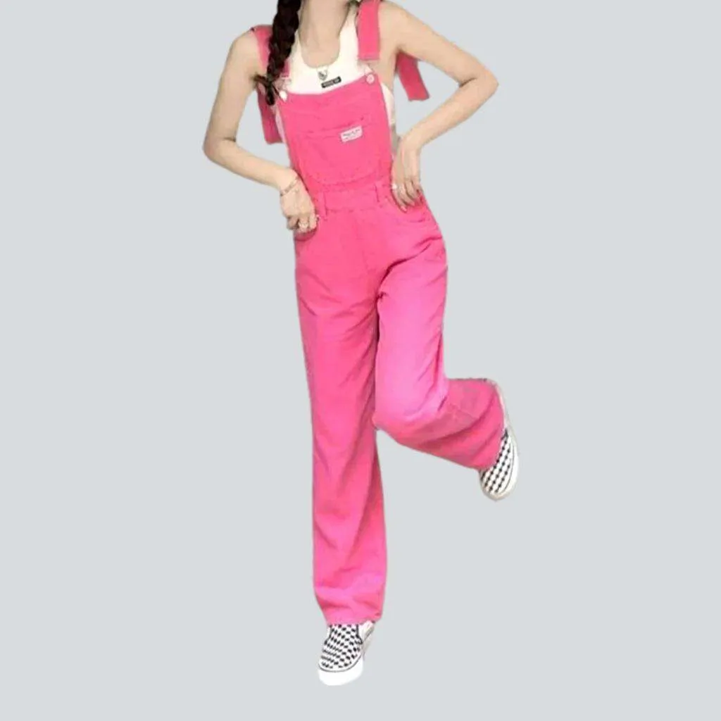 Wide-leg denim jumpsuit for ladies